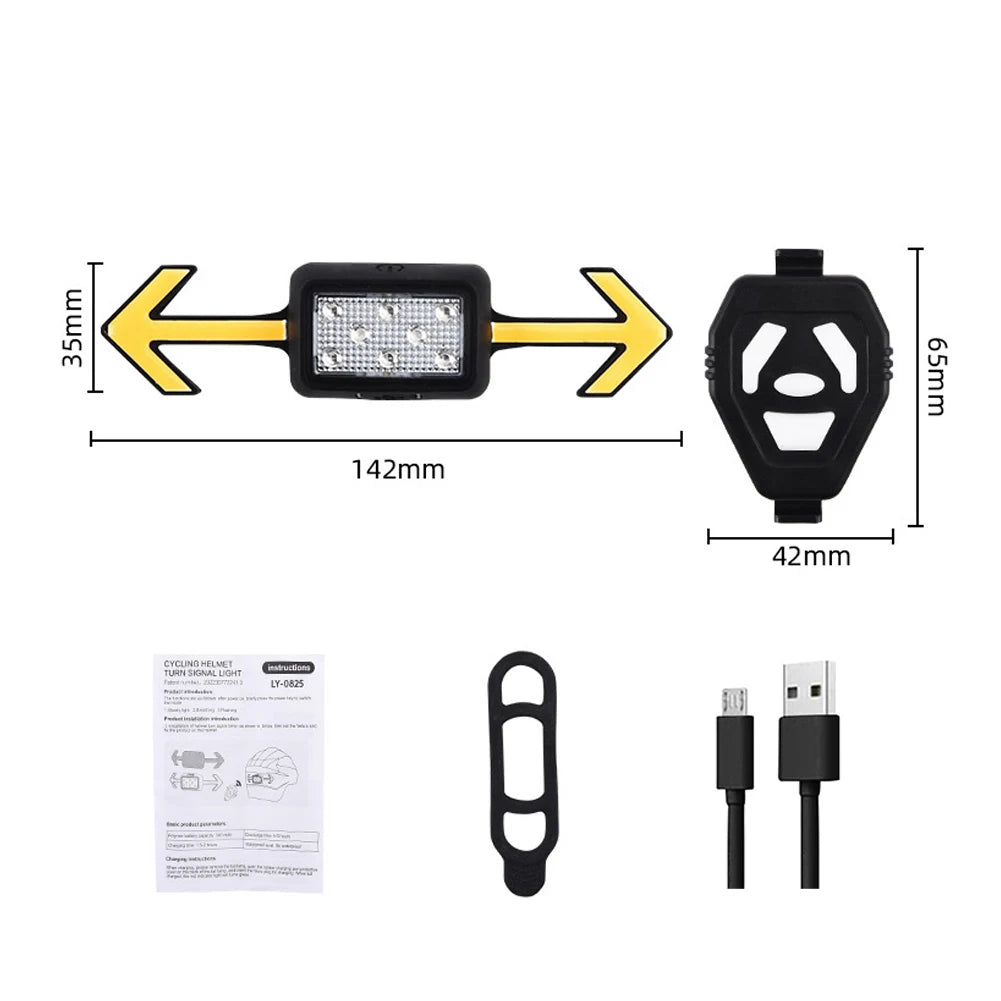 LED Bike Turn Signal Light Wireless Remote Control Rechargeable Bicycle Taillight 6 Modes for Motorcycle Bicycle Helmet