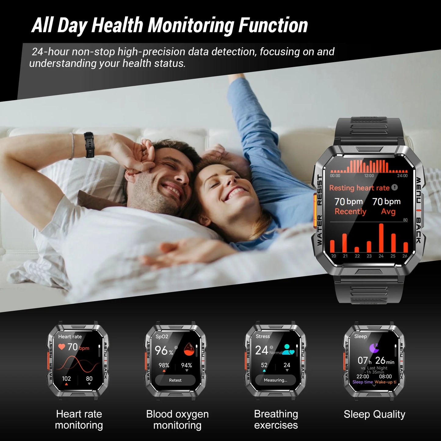 Blackview New Smart Watch 2.01 Inch HD Outdoor Men's Waterproof
