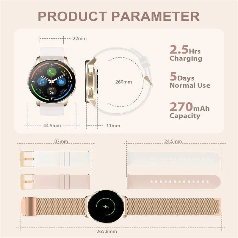 Smart Watch for Women Answer Make Call Fitness Tracker Waterproof