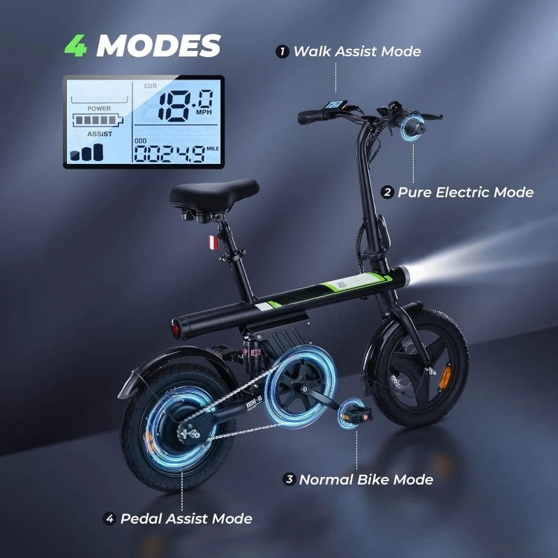 Adult Electric Bike 500W Motor 20 MPH Folding 14 Inch