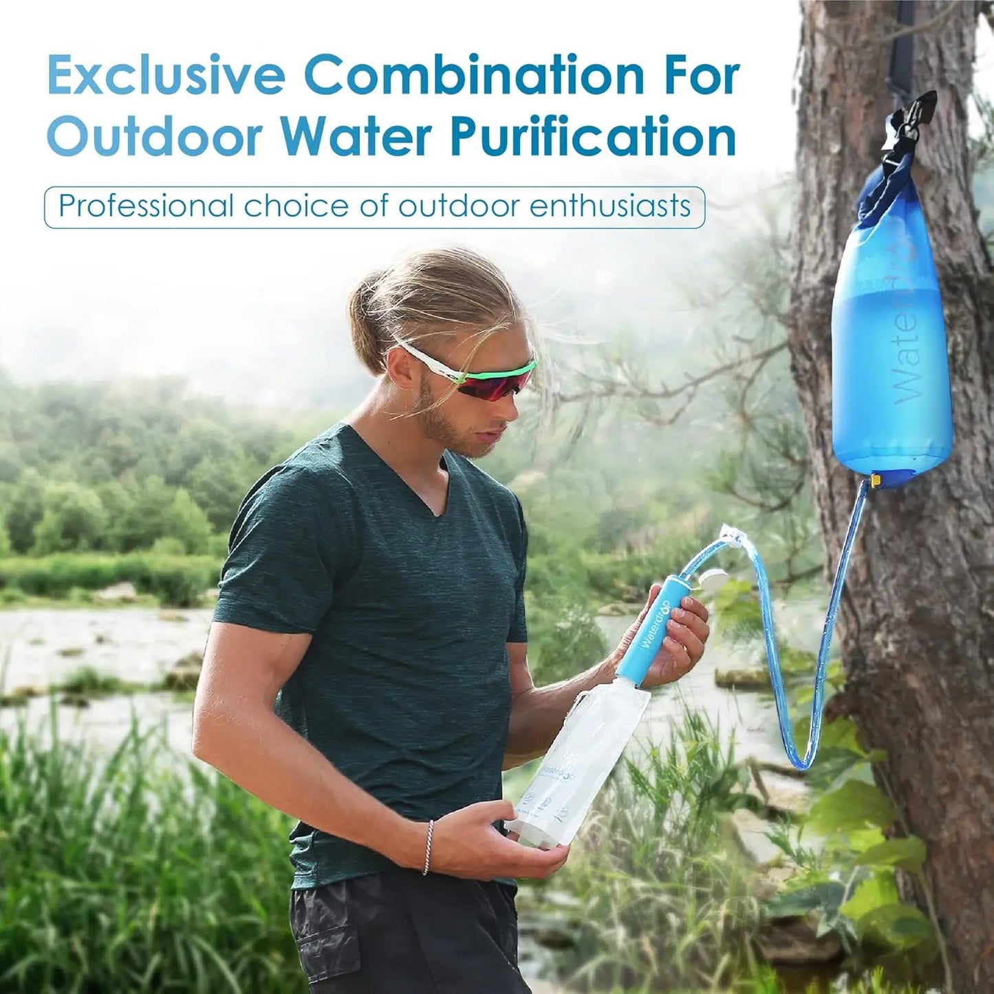 Waterdrop Gravity Water Filter Straw for Camping Travel