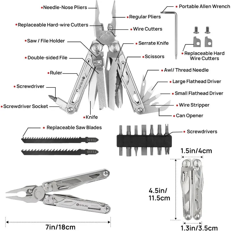 Multitool Pliers, Stainless Steel Multi Tool Pliers Foldable