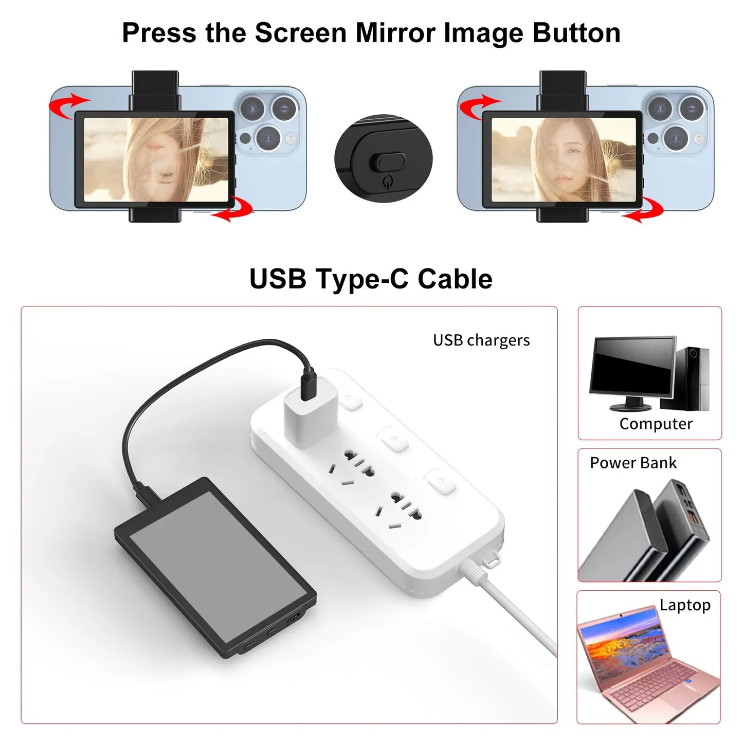 King Ma Phone Vlog Selfie Monitor Screen for TikTok iPhone