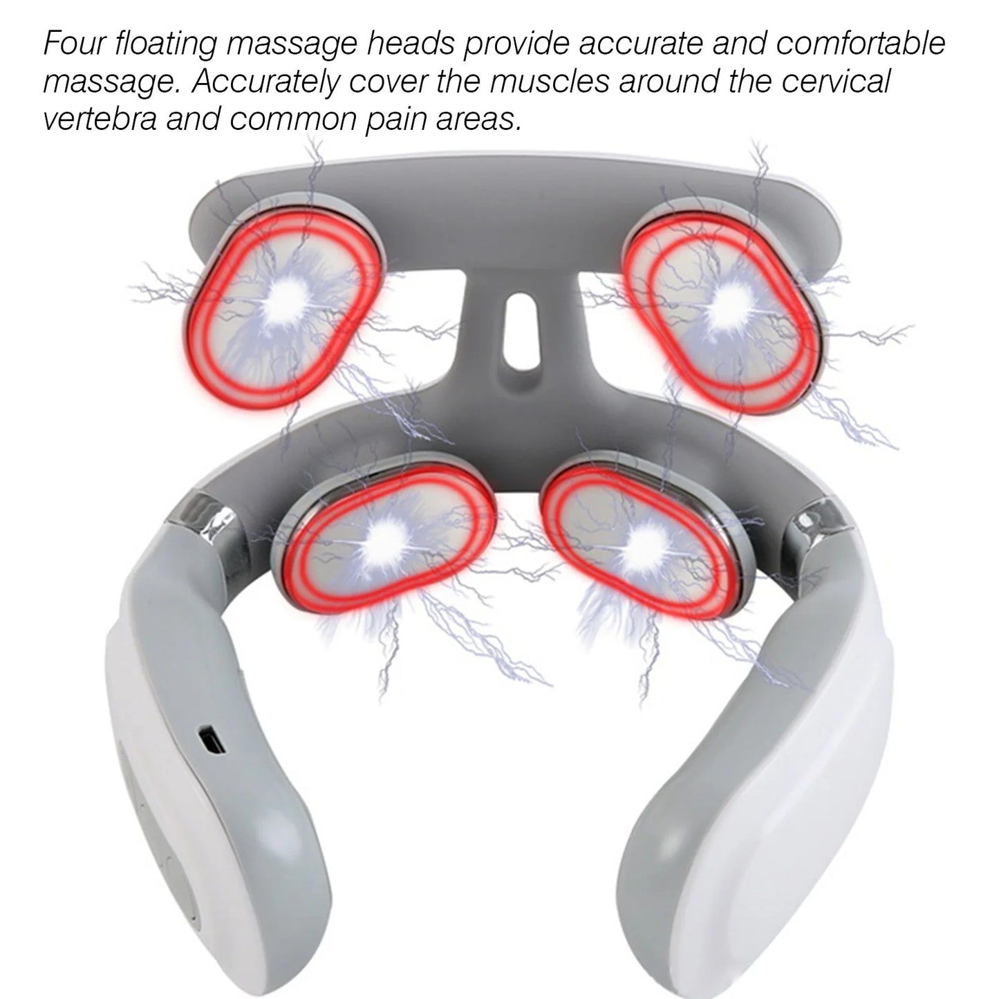 Neck Massager Heat Micro Electric Massager Shoulder Pain Relief USB Relax Muscles Floating 4 Heads Vibrator Heating Massager