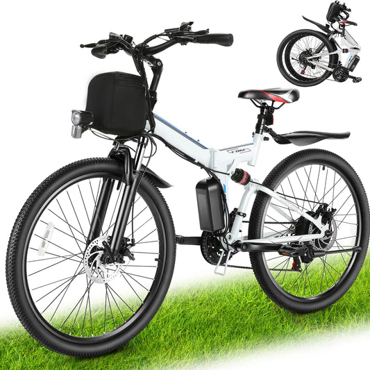 26" Folding Electric Bike for Adults with 500W Motor 48V 20MPH Removable Battery Up to 50 Miles Range Cruise Control