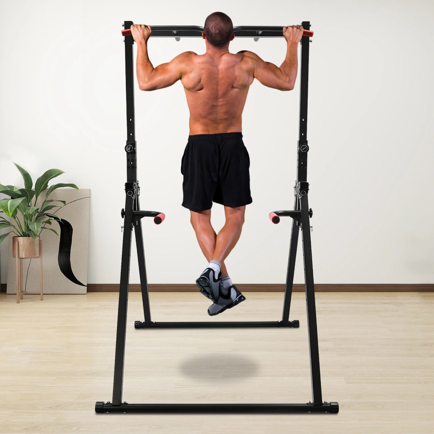 Adjustable Height Home Gym Horizontal Bar, Heavy Duty Carbon Steel, Foldable, Max 440lbs,Pull-up Dip Station,Space-saving Design