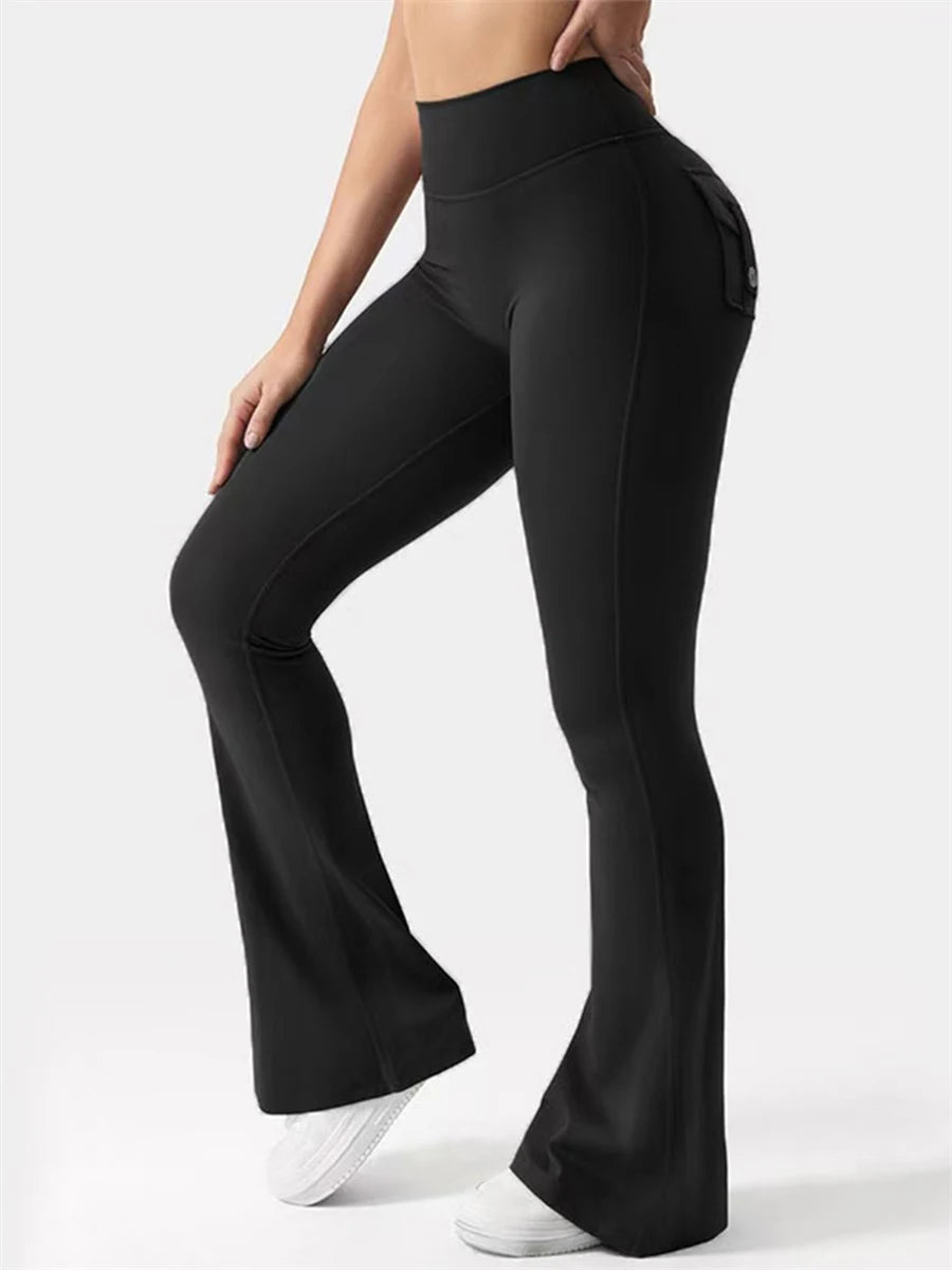 Women High Waist Yoga Leggings with Pockets Tummy Control Workout Running Pants Stretchy Booty Leggings