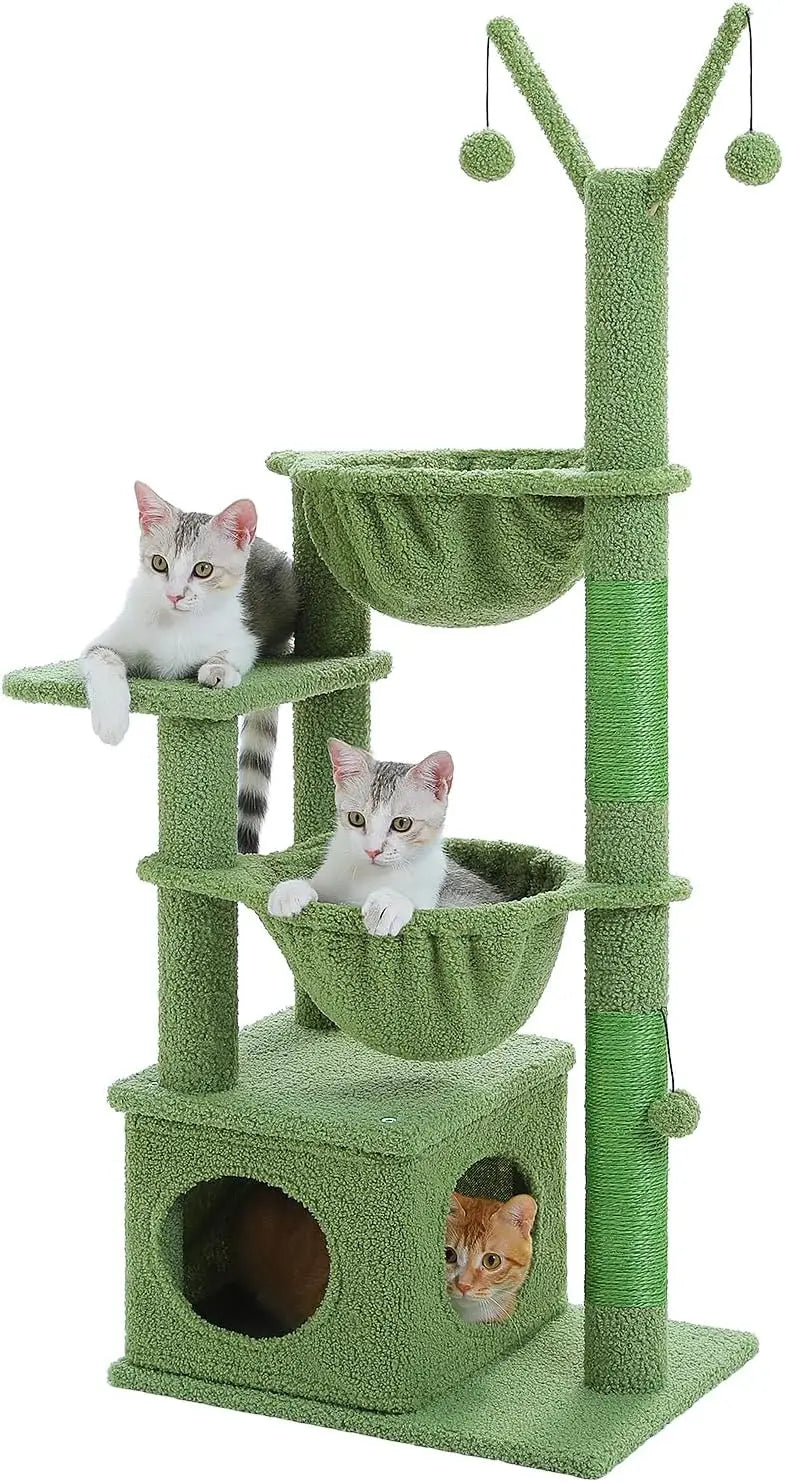 Modern Cat Tree for Large Cats with Cozy Condo and Wood Tower