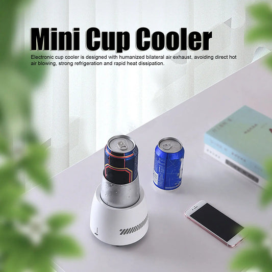 Electronic Cup Cooler Portable Cooling Cup 350ml Electric Drink Cooler for Home Work White