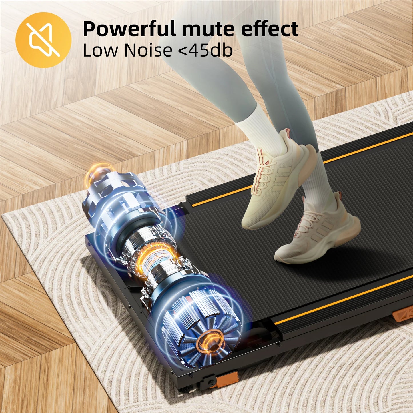 Under Desk Treadmill Incline Walking Pad 330lbs Capacity