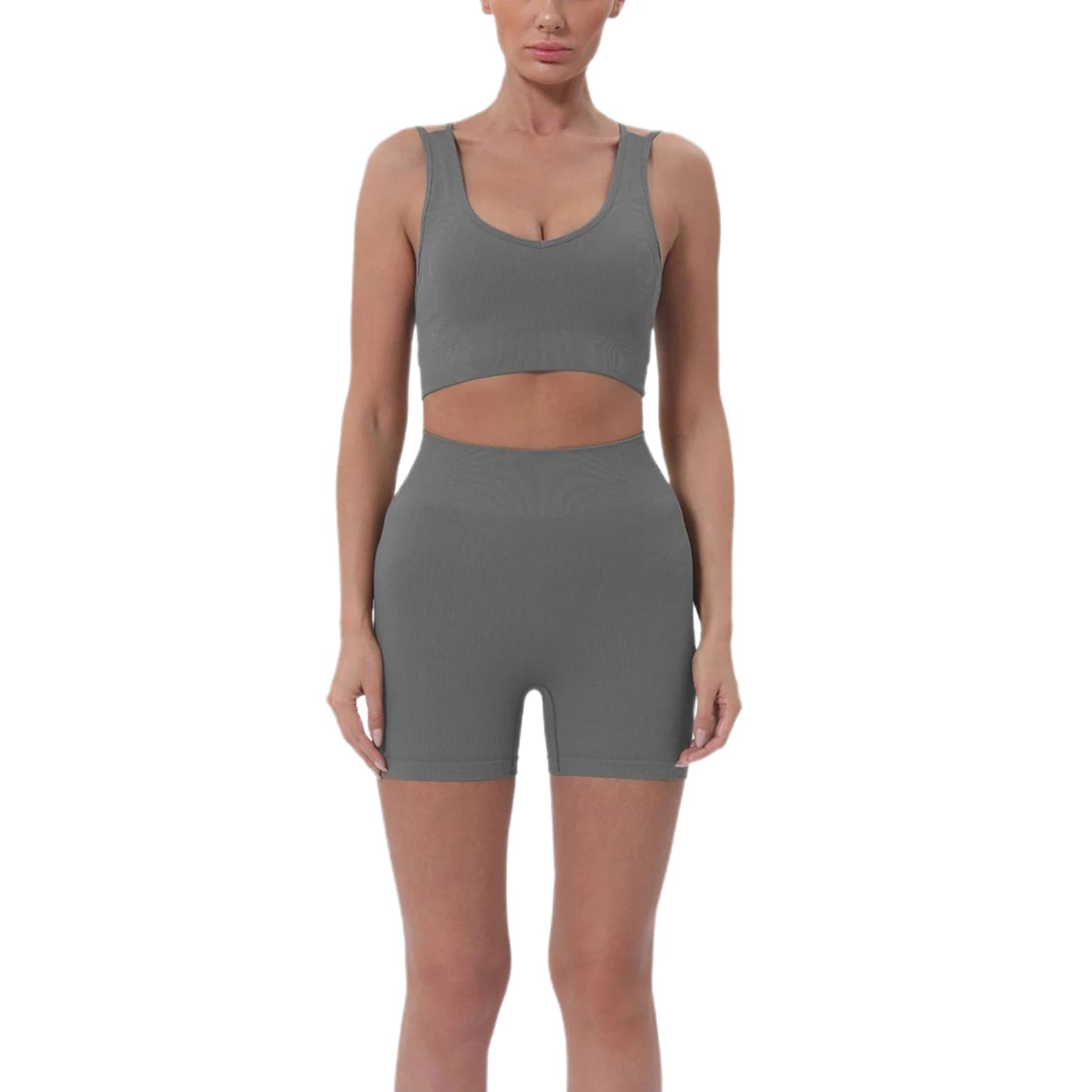 Women s Summer 2 Piece Outfits Sleeveless Crop Tops Set