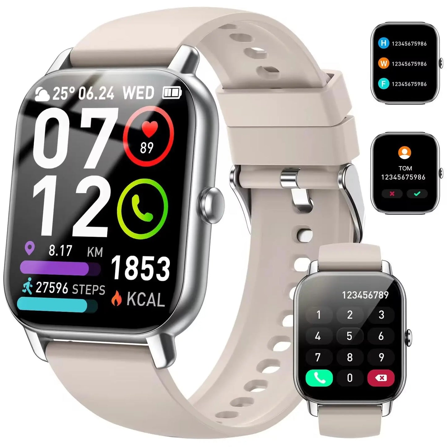 Smart Watch, 1.85 Inch Smartwatch IP68 Waterproof Tracker