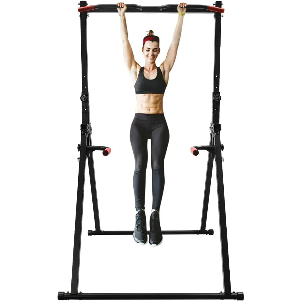 Foldable Power Station Pull-Up Bar Freestanding Triangular Power Tower Dip Station