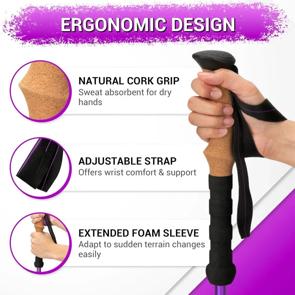 Trekking Poles for Hiking and Walking - Lightweight 7075 Aluminum