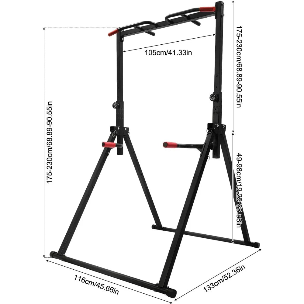 Foldable Power Station Pull-Up Bar Freestanding Triangular Power Tower Dip Station