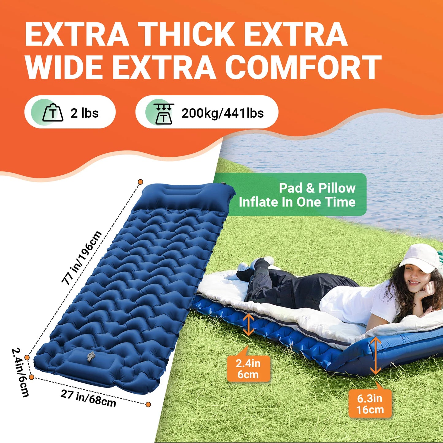KingCamp Self Inflating Sleeping Pad Ultralight Mat With Pump
