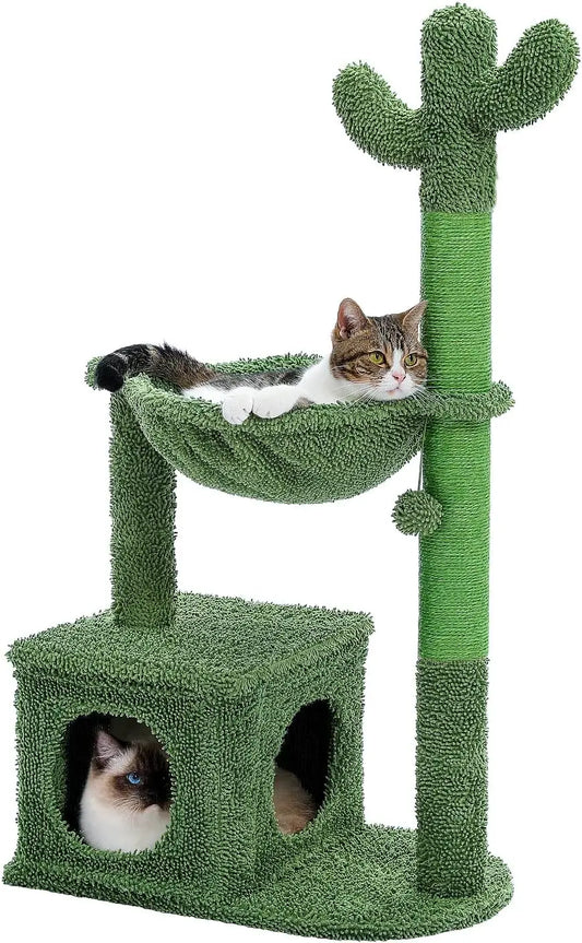 Modern Cat Tree for Large Cats with Cozy Condo and Wood Tower