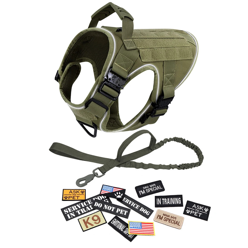 Reflective Dog Harness with 4 Metal Buckles for Large Dogs