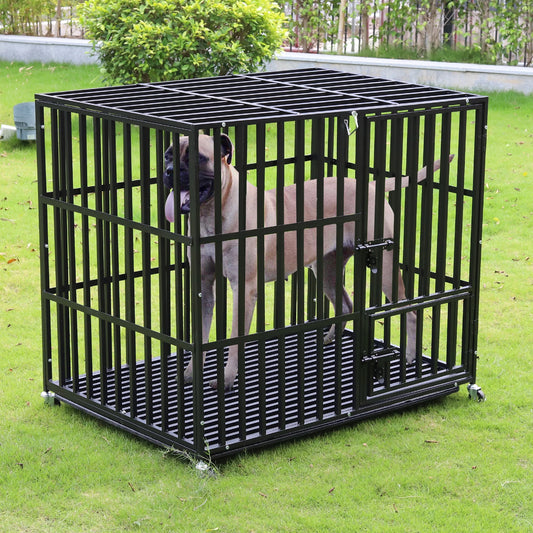 Bingopaw 37” 42” 46” Heavy Duty Dog Cage with Wheels