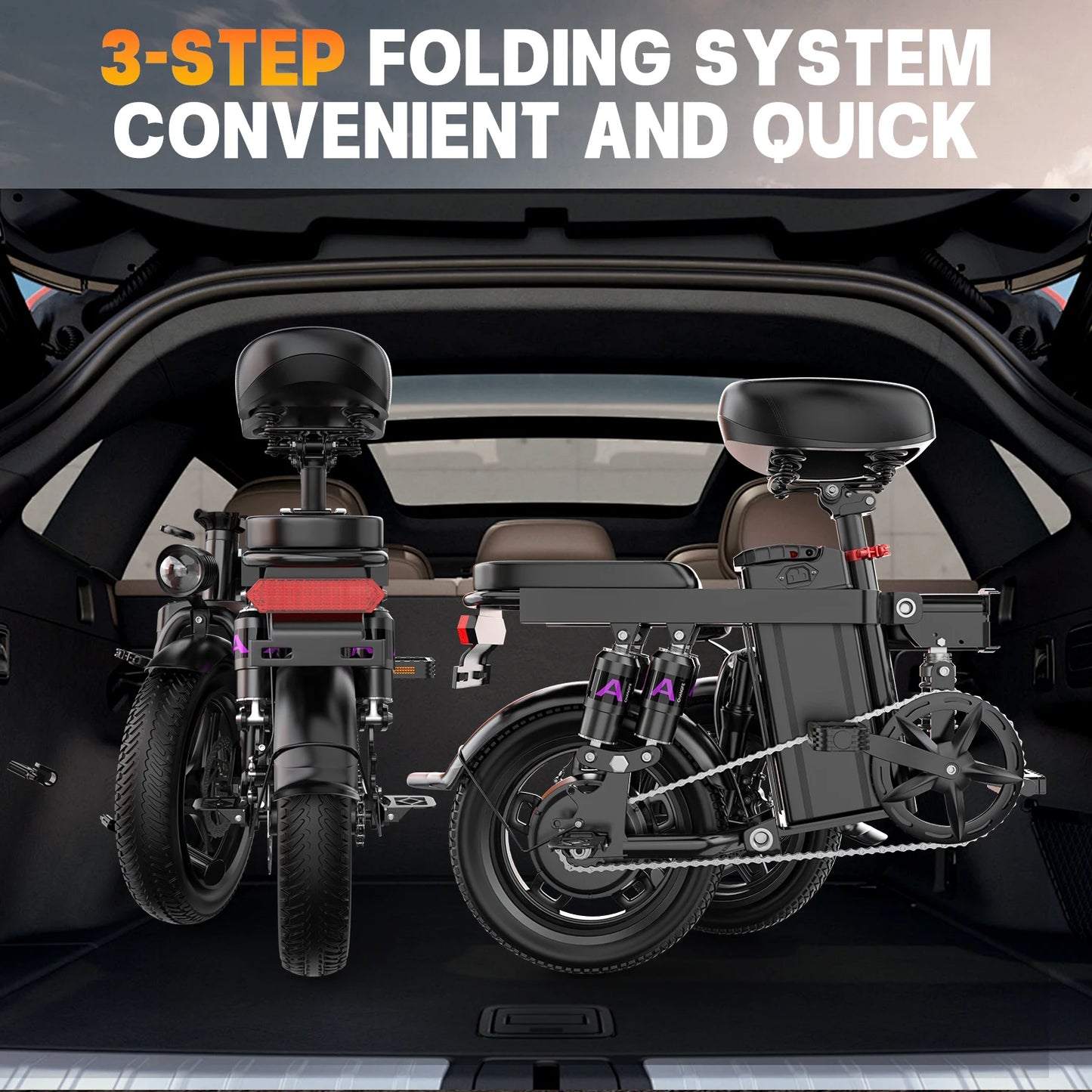 Electric Bike for Adults Teen-Folding Electric Bicycle 750W Peak Motor 20+MPH 35 Miles Commuter Ebike 48V 15AH Removable Battery