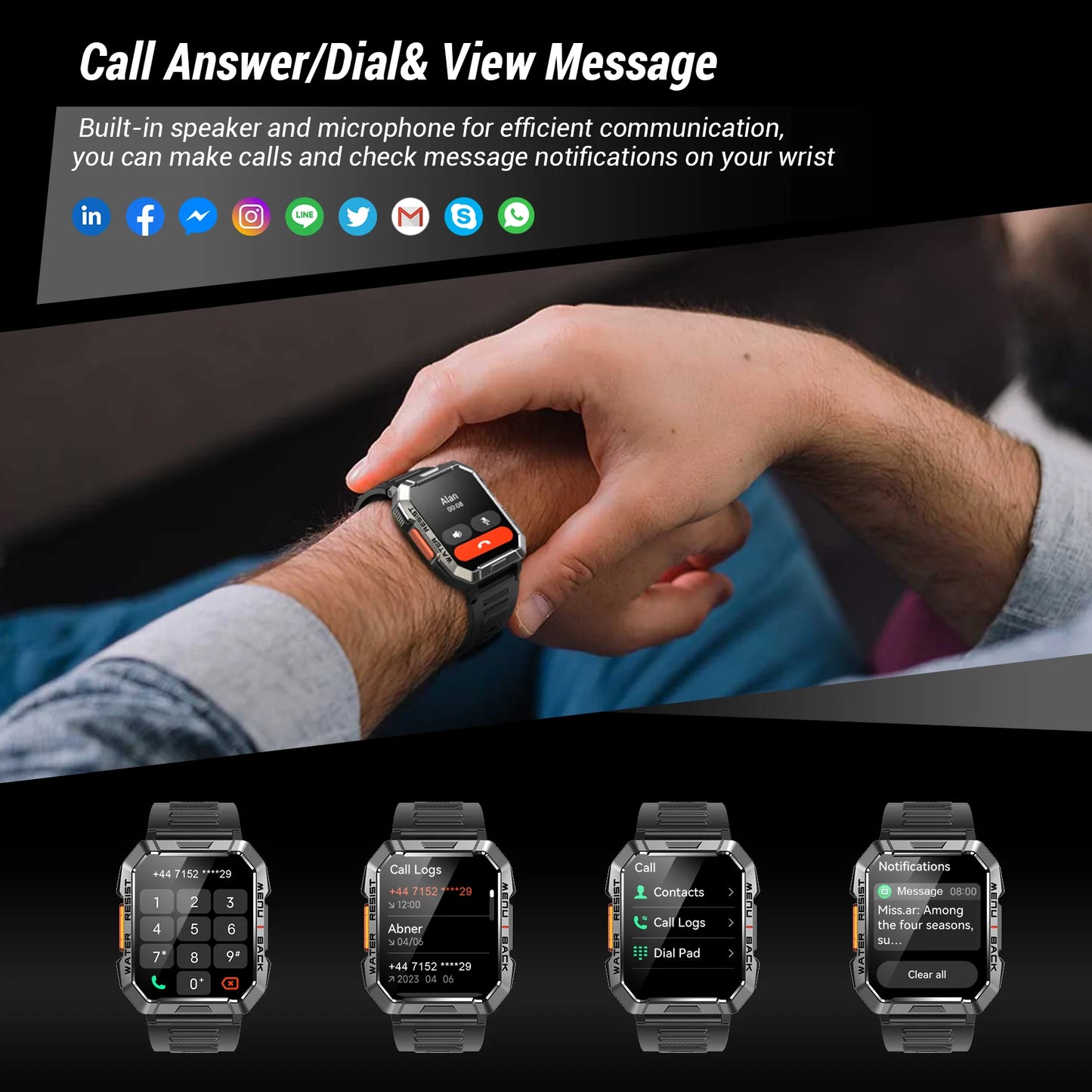 Blackview New Smart Watch 2.01 Inch HD Outdoor Men's Waterproof