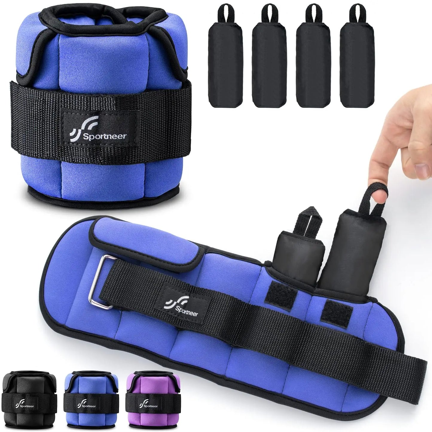 Sportneer Adjustable Wrist and Ankle Weights for Women and Men 1 Pair 1 2 3 4 6 7 8 10 lbs for Gym Fitness
