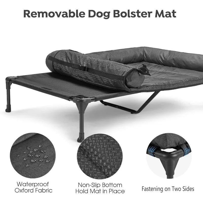 Cooling Elevated Dog Bed and Waterproof Pillow-Top Mat