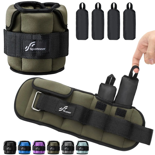 Sportneer Adjustable Wrist and Ankle Weights for Women and Men 1 Pair 1 2 3 4 6 7 8 10 lbs for Gym Fitness