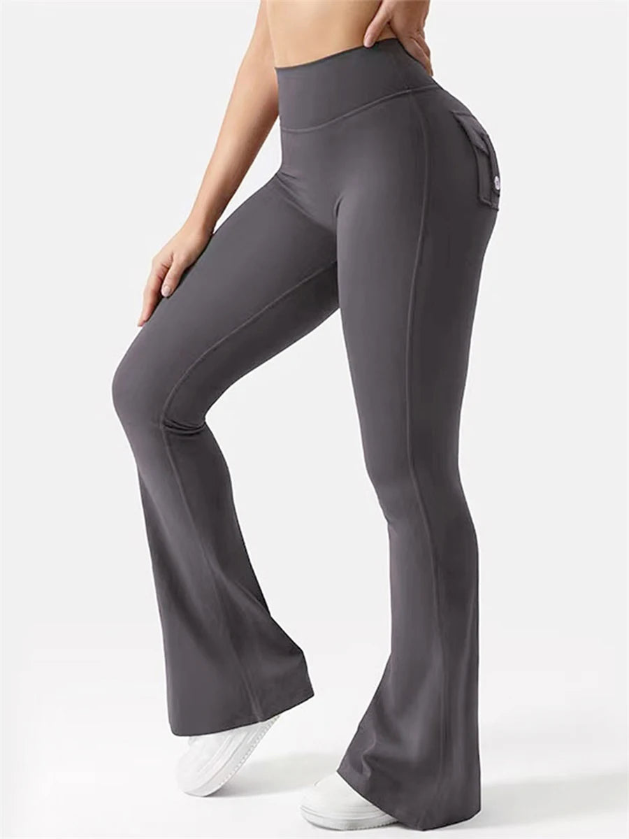 Women High Waist Yoga Leggings with Pockets Tummy Control Workout Running Pants Stretchy Booty Leggings