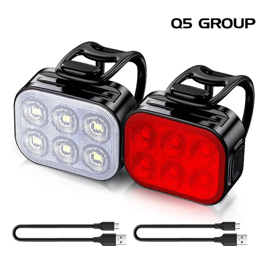 CYCLAMI 500 Lumens Bicycle Headlight Tail Light MTB Road Bike Bright Flashlight Waterproof LED 12H Type-C