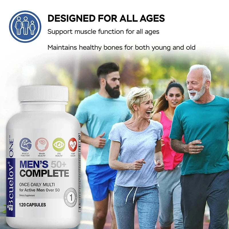Daily Men's 50+ Complete Multivitamin and Mineral Supports Health High Potency Formula for Brain, Eye and Heart Health