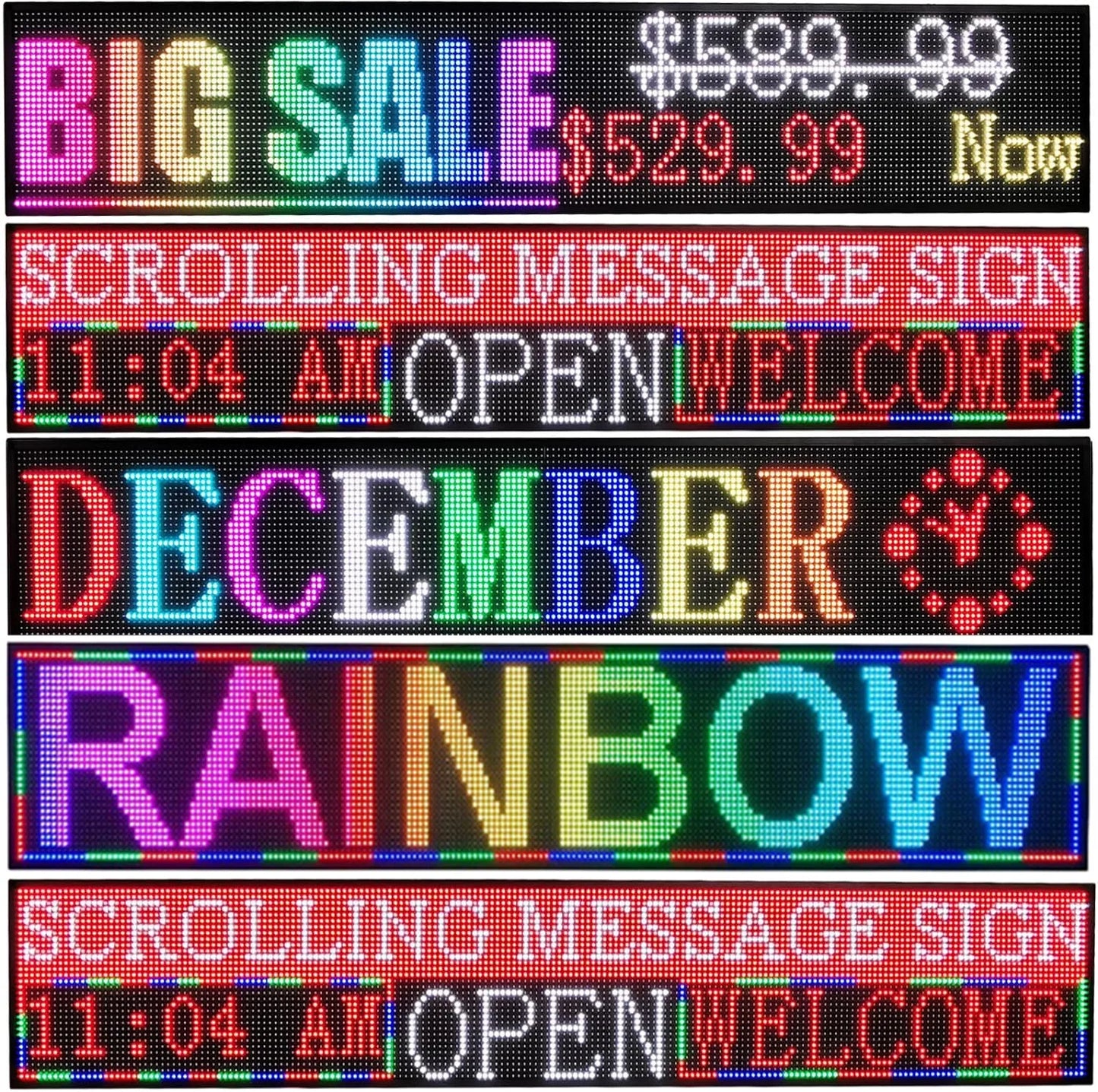 LED Scrolling Display Semi-outdoor Full Color P10 77"X14" WIFI Control