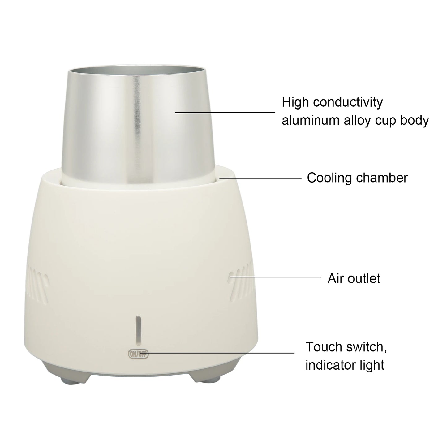 Electronic Cup Cooler Portable Cooling Cup 350ml Electric Drink Cooler for Home Work White