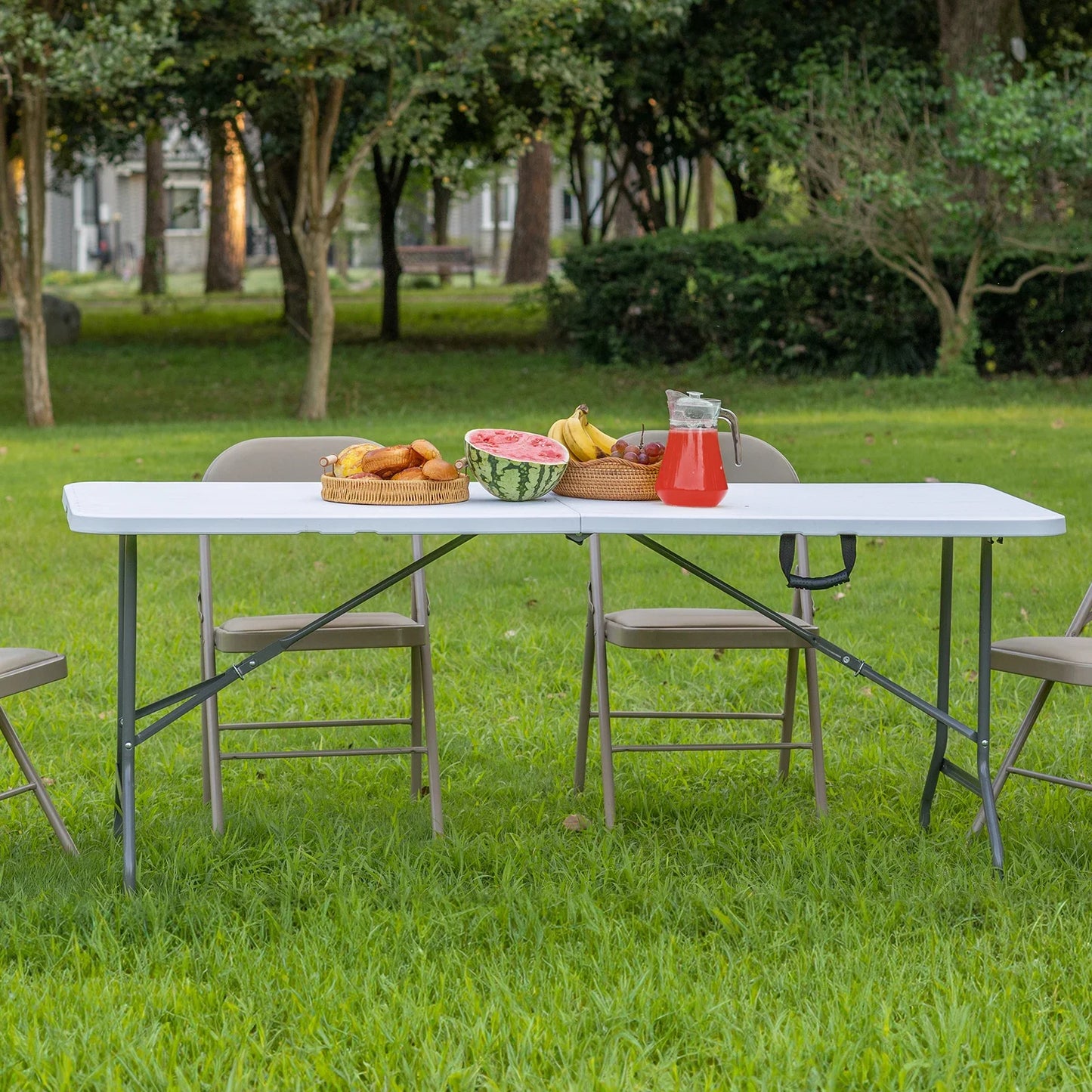 Portable Folding Outdoor Indoor Table Heavy Duty Foldable Table with Carrying Handle Safety Lock For Camping Picnic Dining