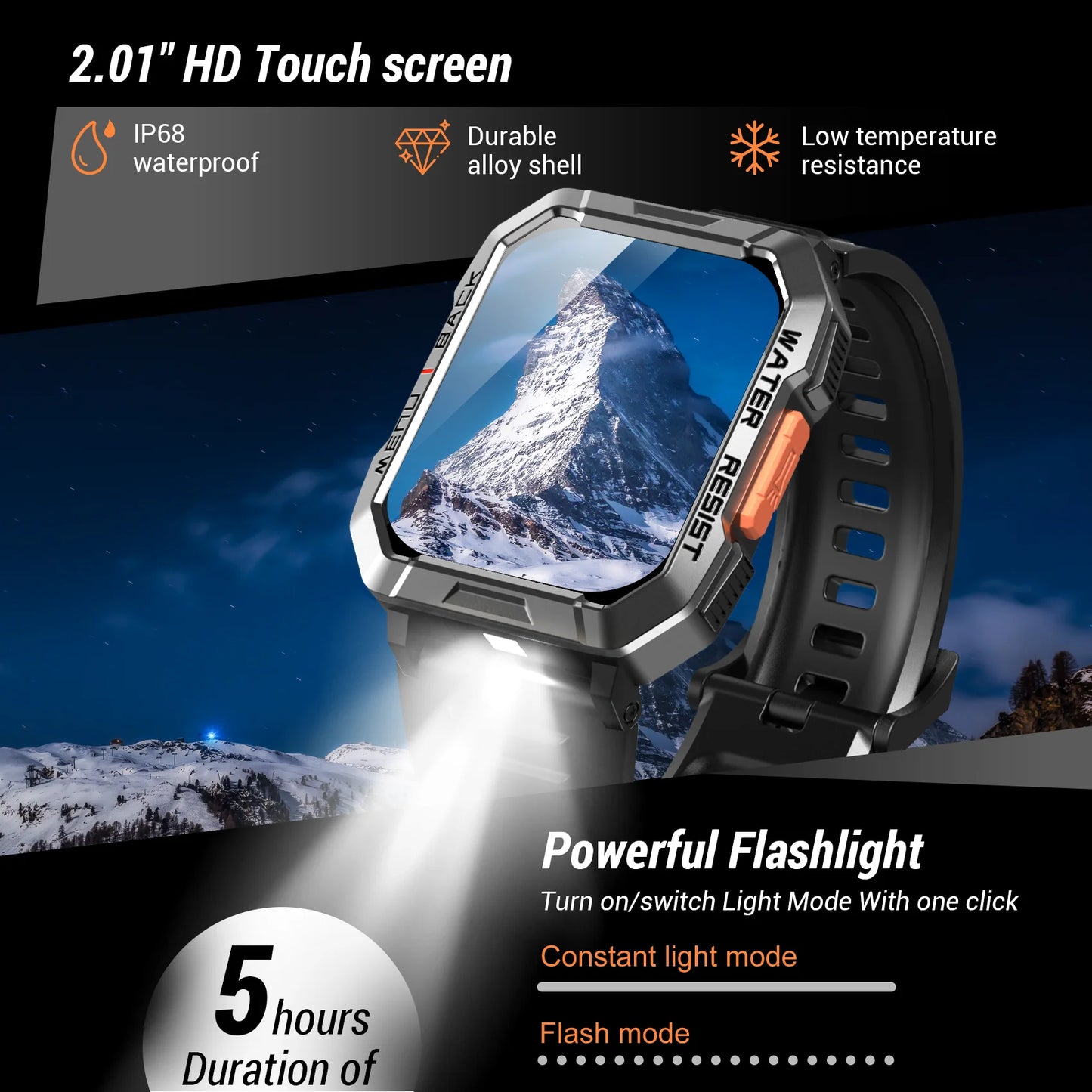 Blackview New Smart Watch 2.01 Inch HD Outdoor Men's Waterproof