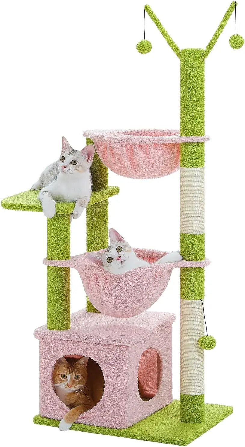 Modern Cat Tree for Large Cats with Cozy Condo and Wood Tower