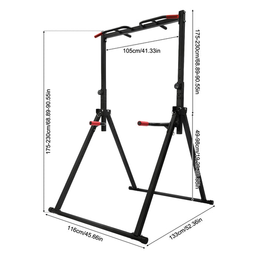 Adjustable Height Home Gym Horizontal Bar, Heavy Duty Carbon Steel, Foldable, Max 440lbs,Pull-up Dip Station,Space-saving Design