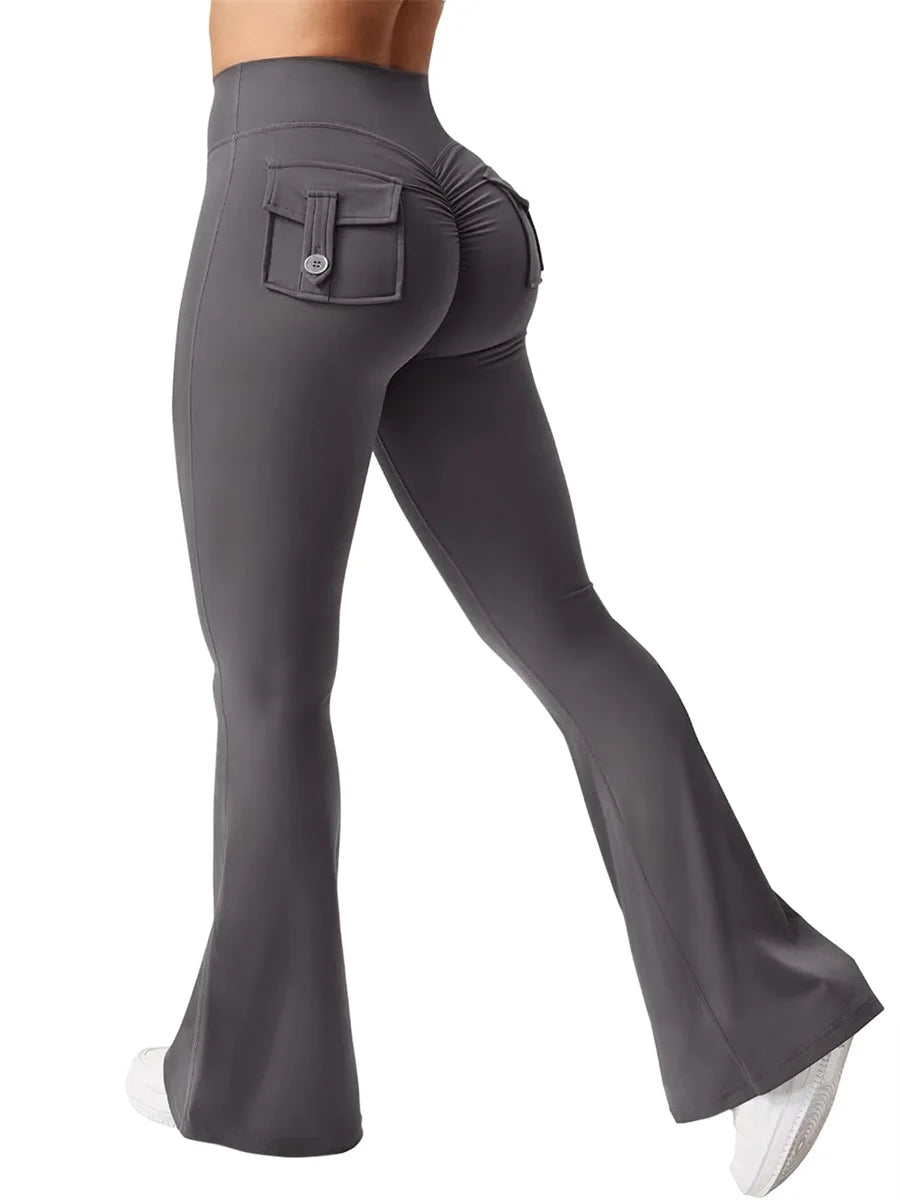 Women High Waist Yoga Leggings with Pockets Tummy Control Workout Running Pants Stretchy Booty Leggings