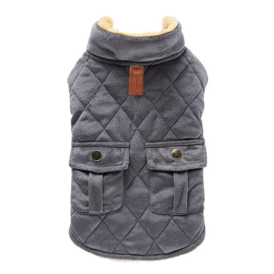 Winter Warm Plush Jackets for Pet Dogs with Double Pockets