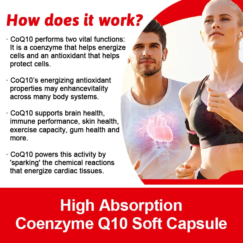 120 CoQ10 + Resveratrol Capsules Supplement for Energy