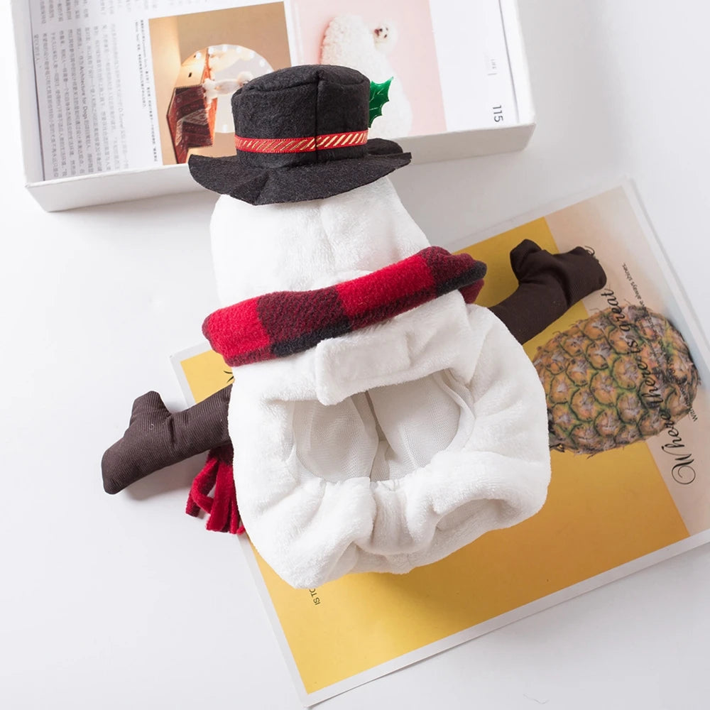 Halloween Dog Cat Costumes Christmas Funny Snowman Outfit