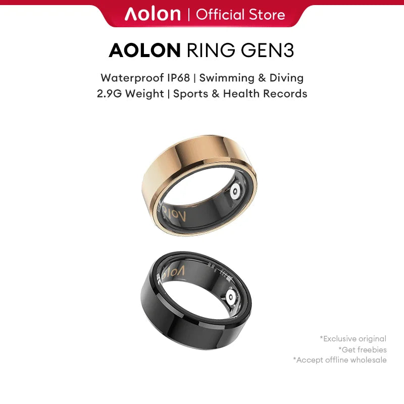 Aolon Gen3 Smart Ring Men Women Titanium Steel IP68 Waterproof