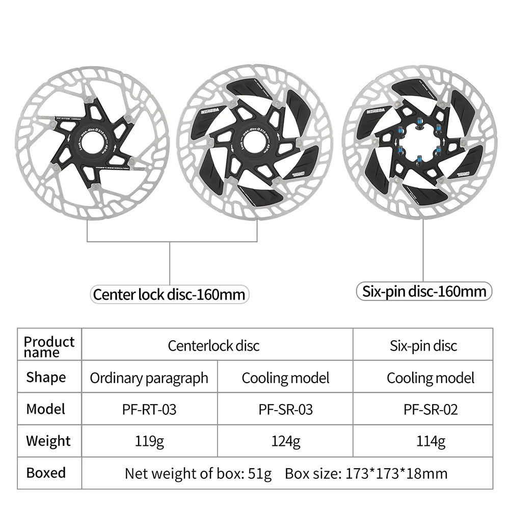 Bicycle Center Lock Disc Rotor Bike Brake Rotor Strong Heat Dissipation Floating Rotor 160mm MTB Road Accessories