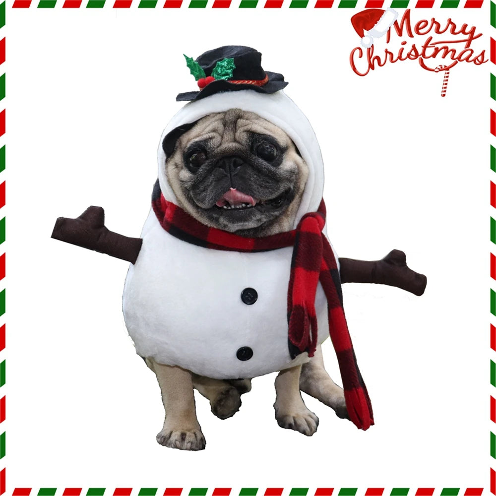 Halloween Dog Cat Costumes Christmas Funny Snowman Outfit