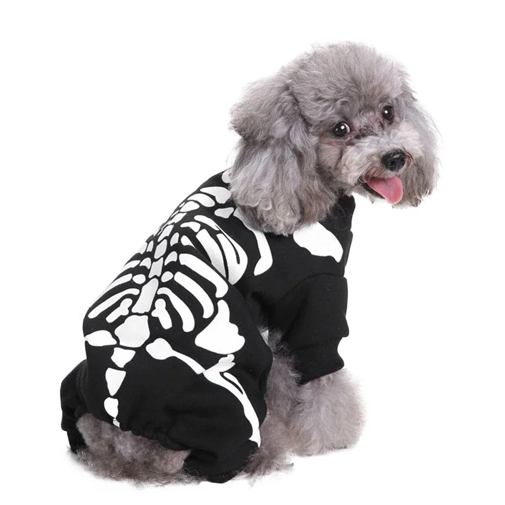 Skeleton Dog Costumes Halloween Pet Clothes for Small Dogs