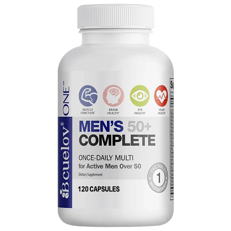 Daily Men's 50+ Complete Multivitamin and Mineral Supports Health High Potency Formula for Brain, Eye and Heart Health
