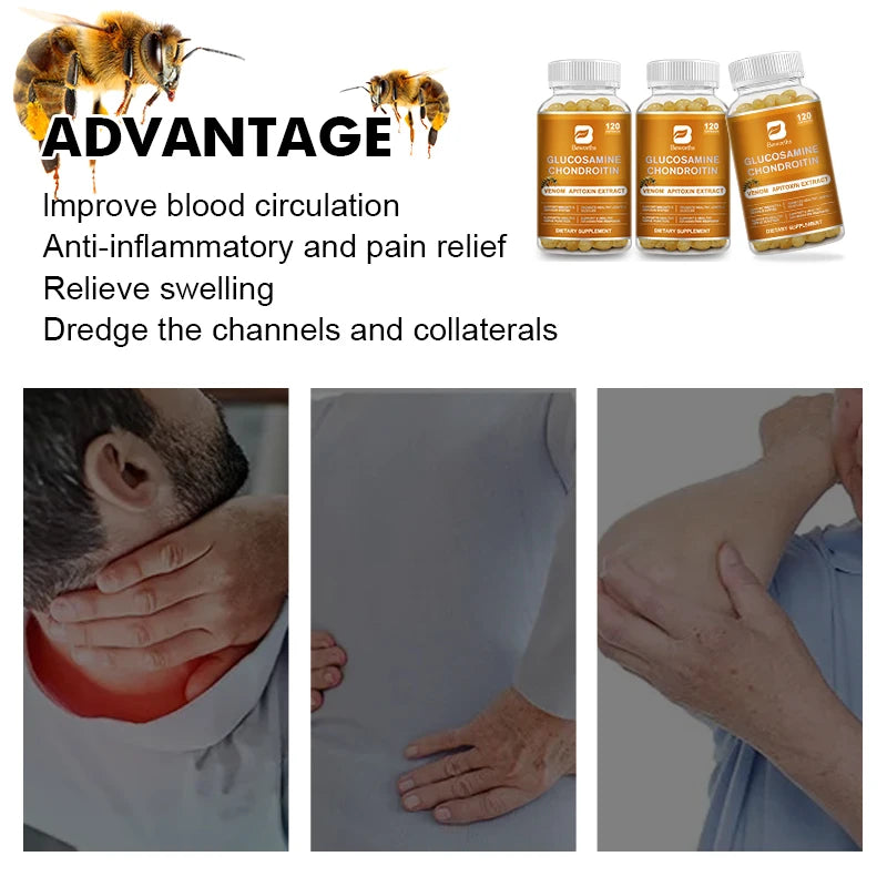 BEWORTHS Glucosamine Chondroitin Bee Venom Capsules for Joint Pain Relief