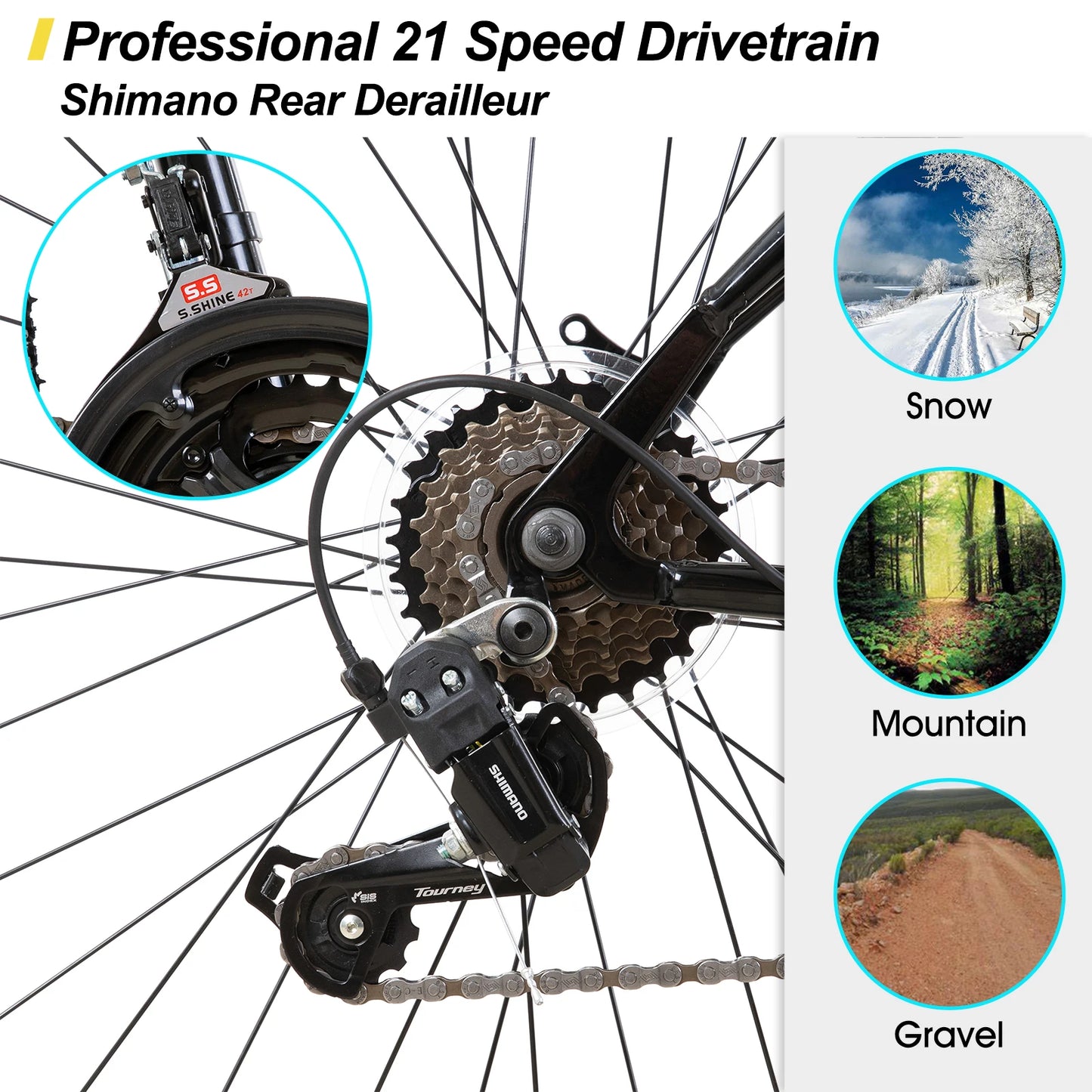 Hiland 26 27.5 Inch Mountain Bike for Men and Women