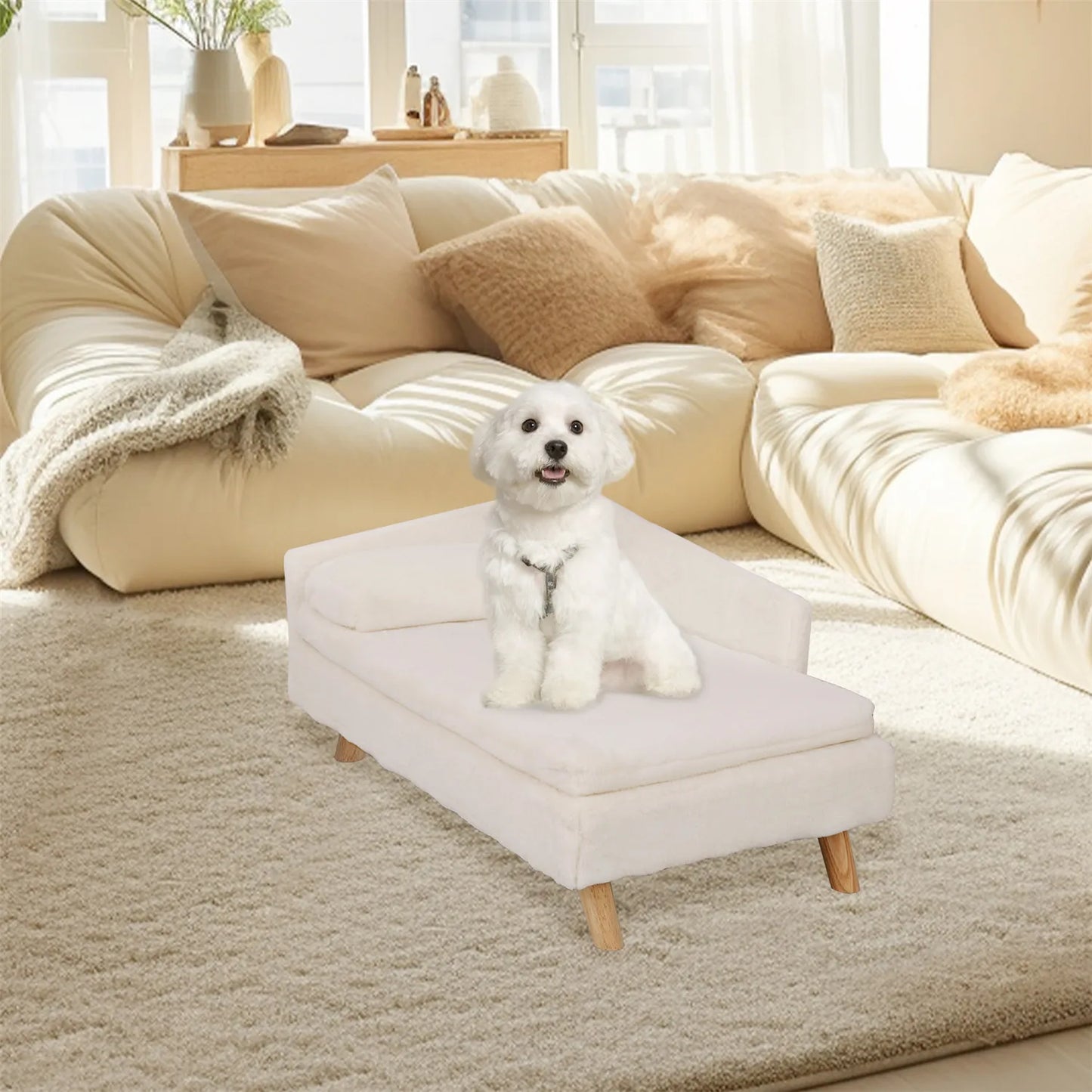 Elevated Pet Bed Nordic Pet Stool Bed with Cozy Pad Waterproof