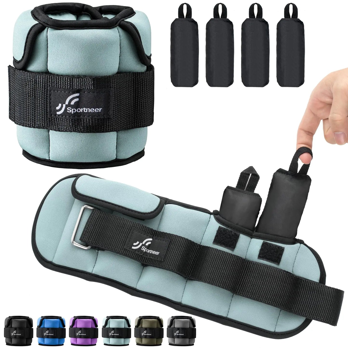 Sportneer Adjustable Wrist and Ankle Weights for Women and Men 1 Pair 1 2 3 4 6 7 8 10 lbs for Gym Fitness